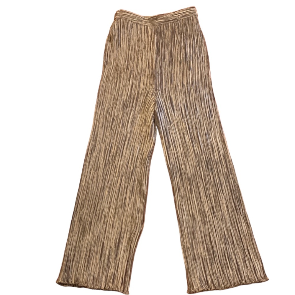 Plisse Couture Gold McFadden Pleated Pants